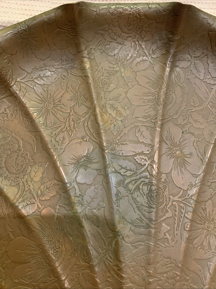 Antique Vintage Wallace Bros Solid Copper 10.5 Ornate Platter Serving Under Tray