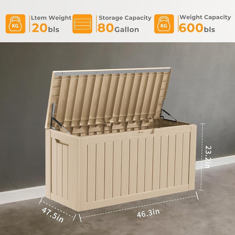 Outdoor Deck Container Waterproof Resin Storage Box with Lockable Storage Bin