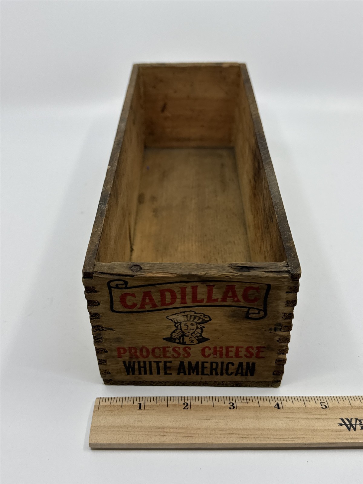 Vintage Wooden Cadillac Cheese Brand Pasteurized Cheese 5 Lb. Advertising Box
