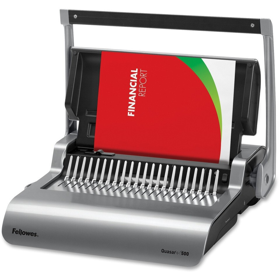 Fellowes 5227201 Quasar Manual Comb Binding Machine - Combbind - 500 Sheet NEW