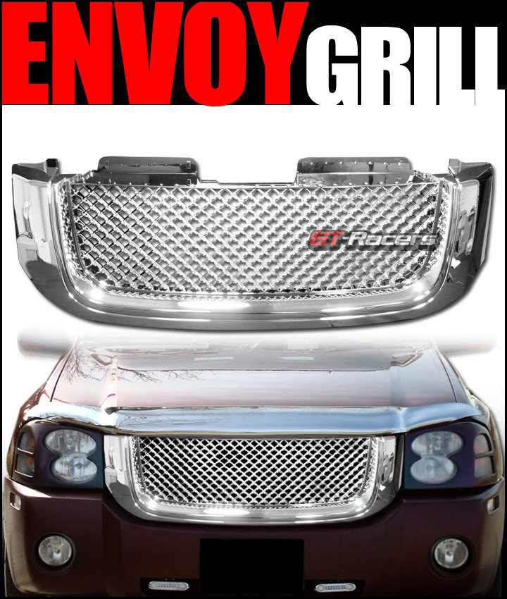 For 2002-2008 GMC Envoy Chrome Luxury Mesh Front Upper Hood Bumper Grill Grille