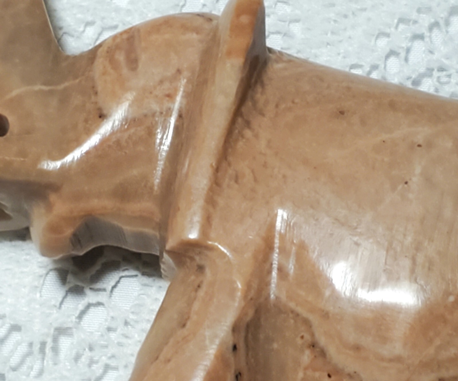 Natural Pink Blush Stone Elephant Hand Carved Marble Trunk Up for Good Luck Vtg