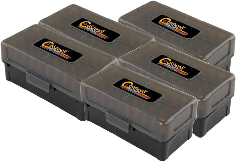 Caldwell Ammo Box with Removable Lid – 50 Round Capacity, 5 Pack