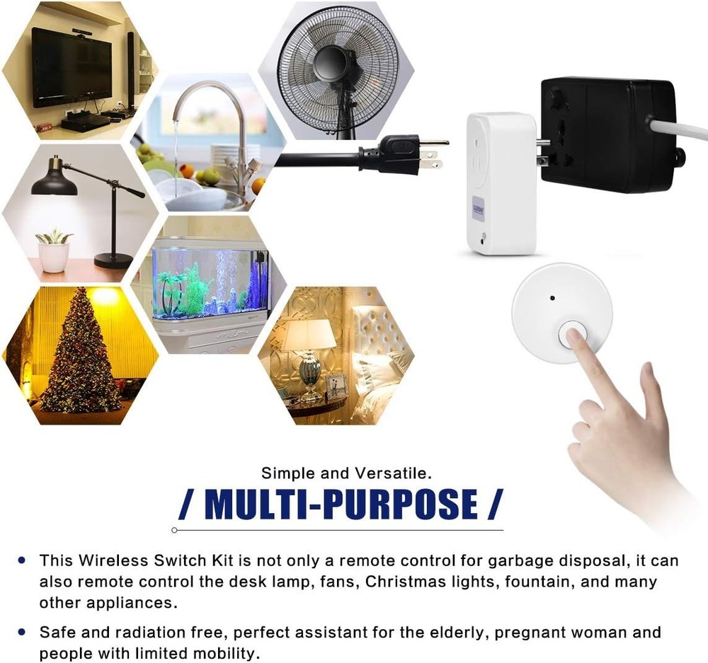 Easy Install Wireless Switch for Garbage Disposal – Battery-Free Remote Control