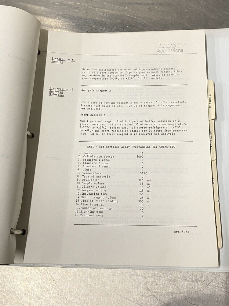 Roche Diagnostics Cobas-bio Emit Chemistry Adaptations - Users Guide / Manual