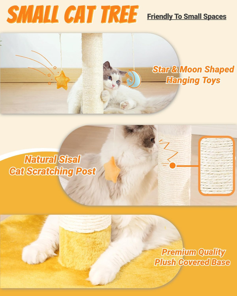 Cloud Cat Tree, Cat Scratching Post with Bed, Small Cat Tree for Kittens, Cat Sc