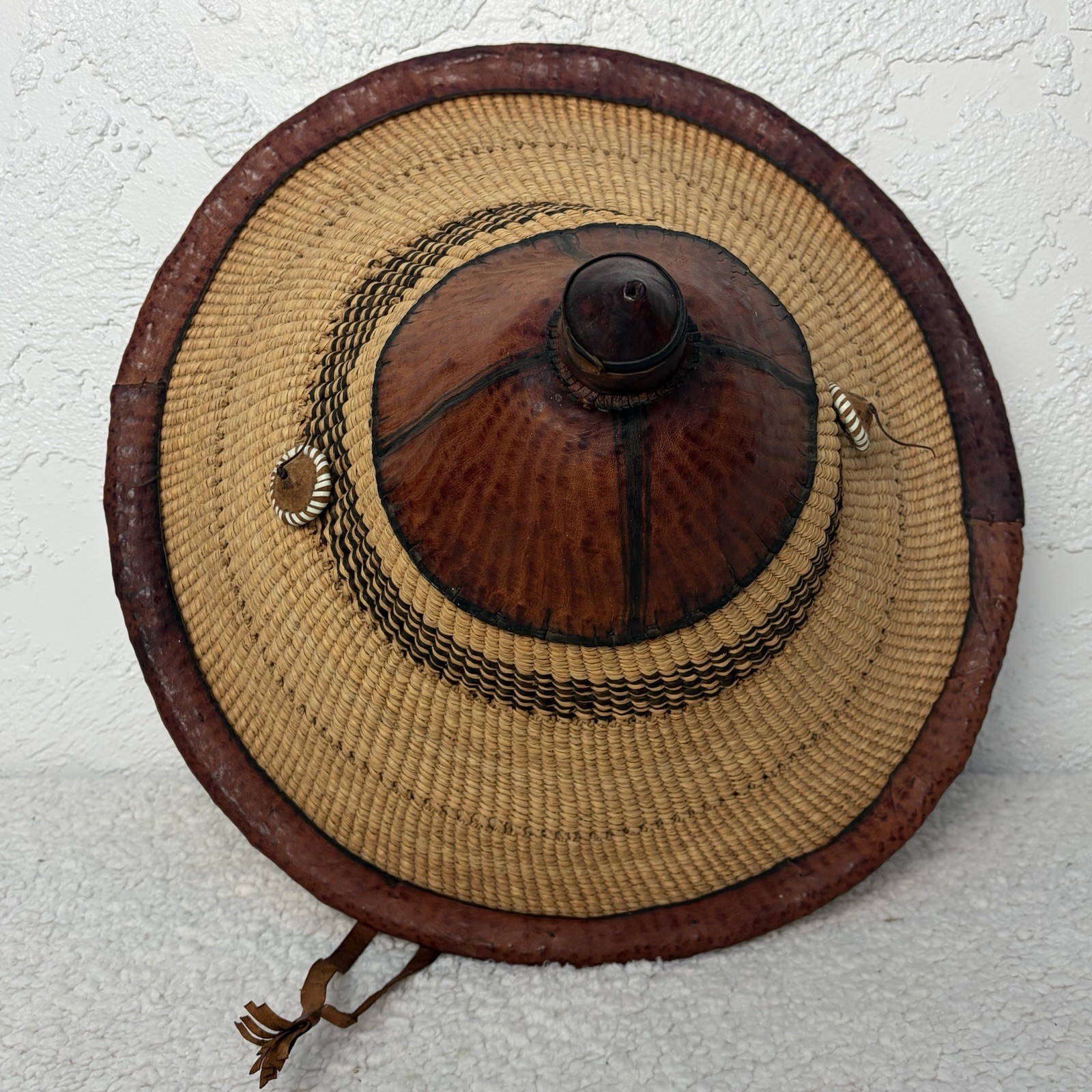 Vintage Fulani Straw Leather Hat Mali Wodaabe Tribe West Africa Mopti Cattle