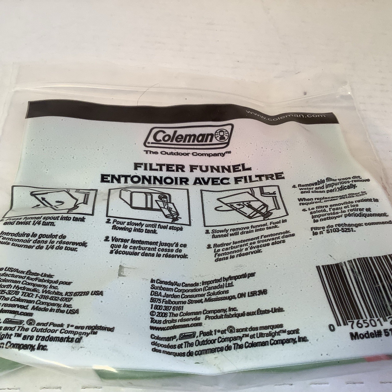 New Coleman Filter Funnel for Stove & Lantern 5103-700T
