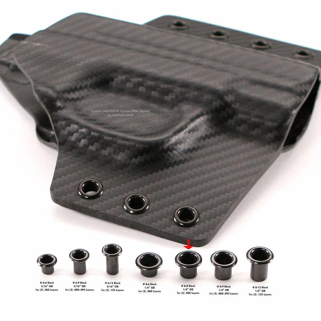 (#8-8) - (1/4in) - Black Kydex Holster Eyelets - (25, 50, 100 Qty.) - (USA Made)