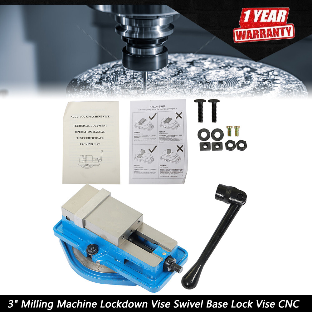 3" Milling Machine Lockdown Vise Swivel Base Lock Vise CNC