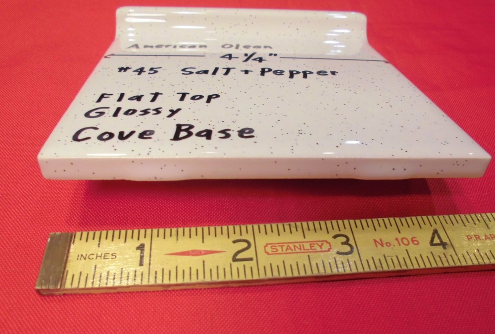 1 pc. Salt & Pepper: stack-on-top Cove/Base Ceramic Tile; 4-1/4" American Olean
