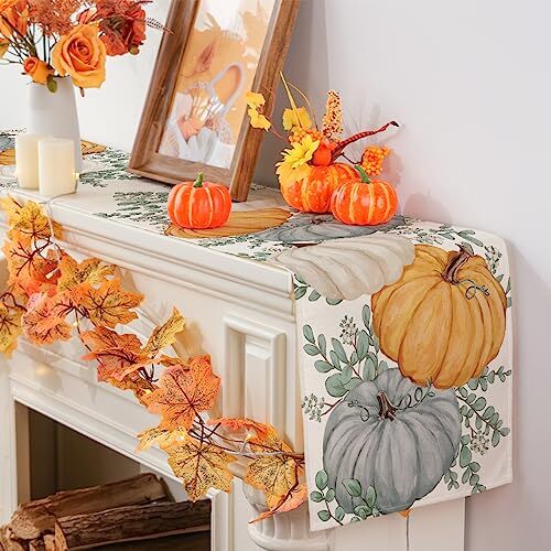 Fall Table Runner, Fall Decorations for Home Pumpkin Fall Runner 13'' x 72''