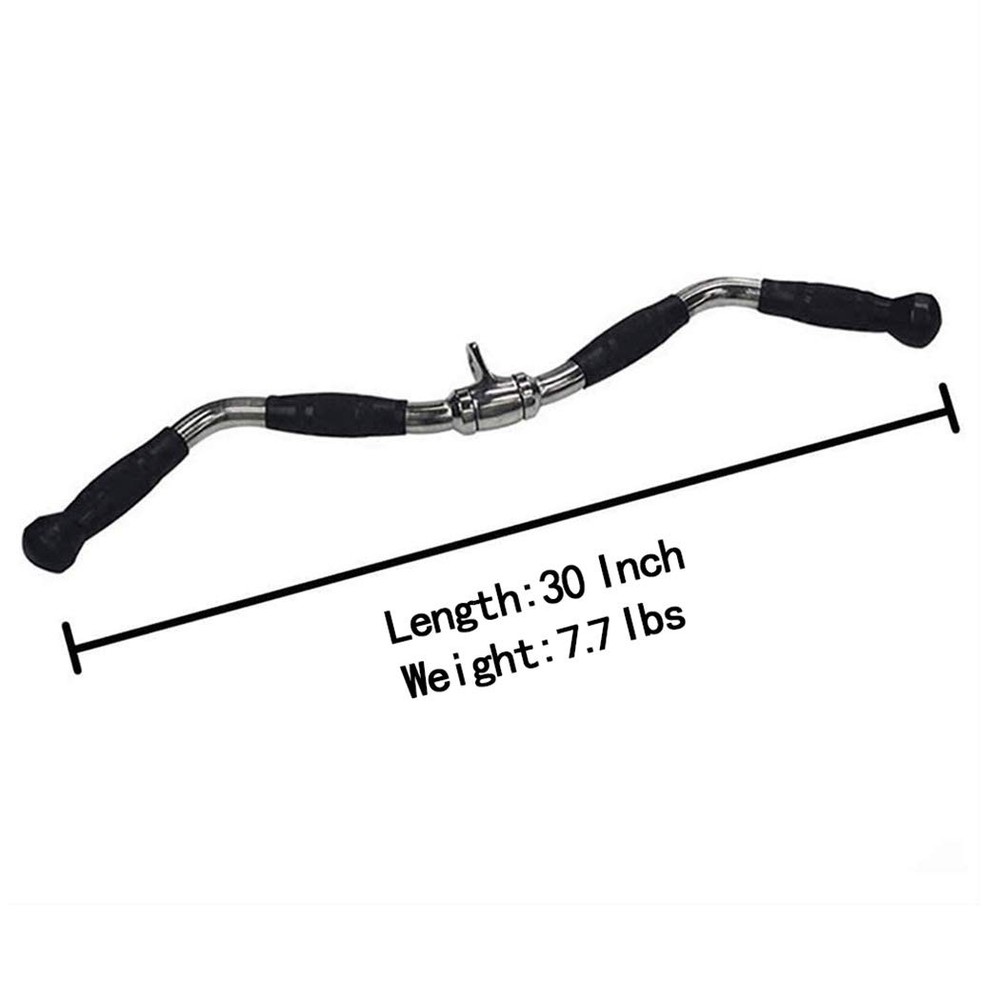 Lat Bar Cable Machine Attachment, Curl Pulldown Bar with Full Rotation and Rubbe