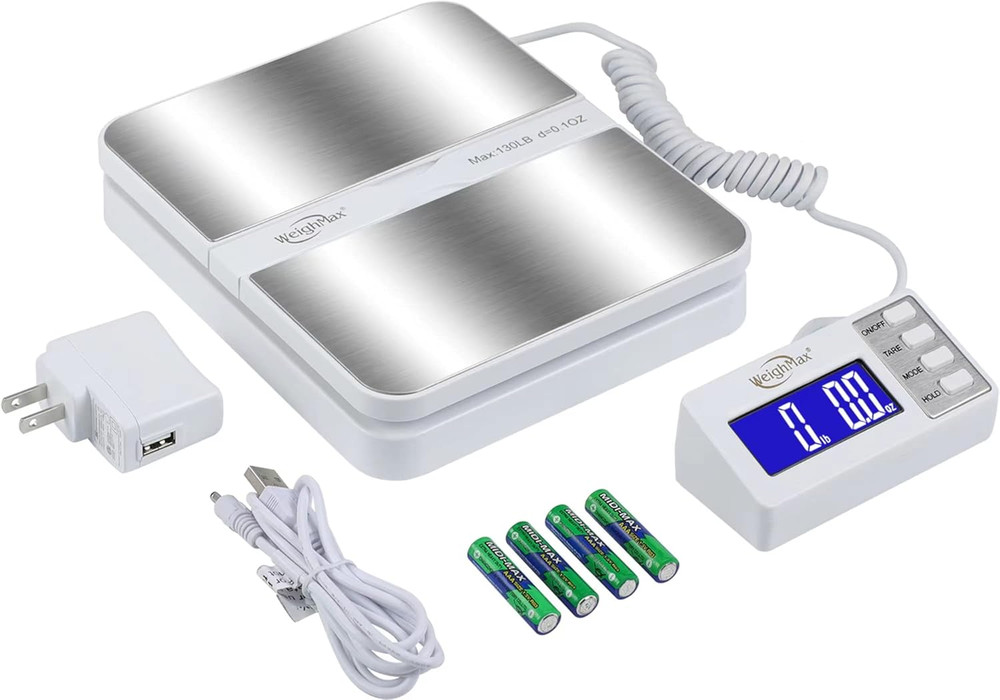 130Lb X0.1Oz Extended Display Digital Shipping Postal Scale, White