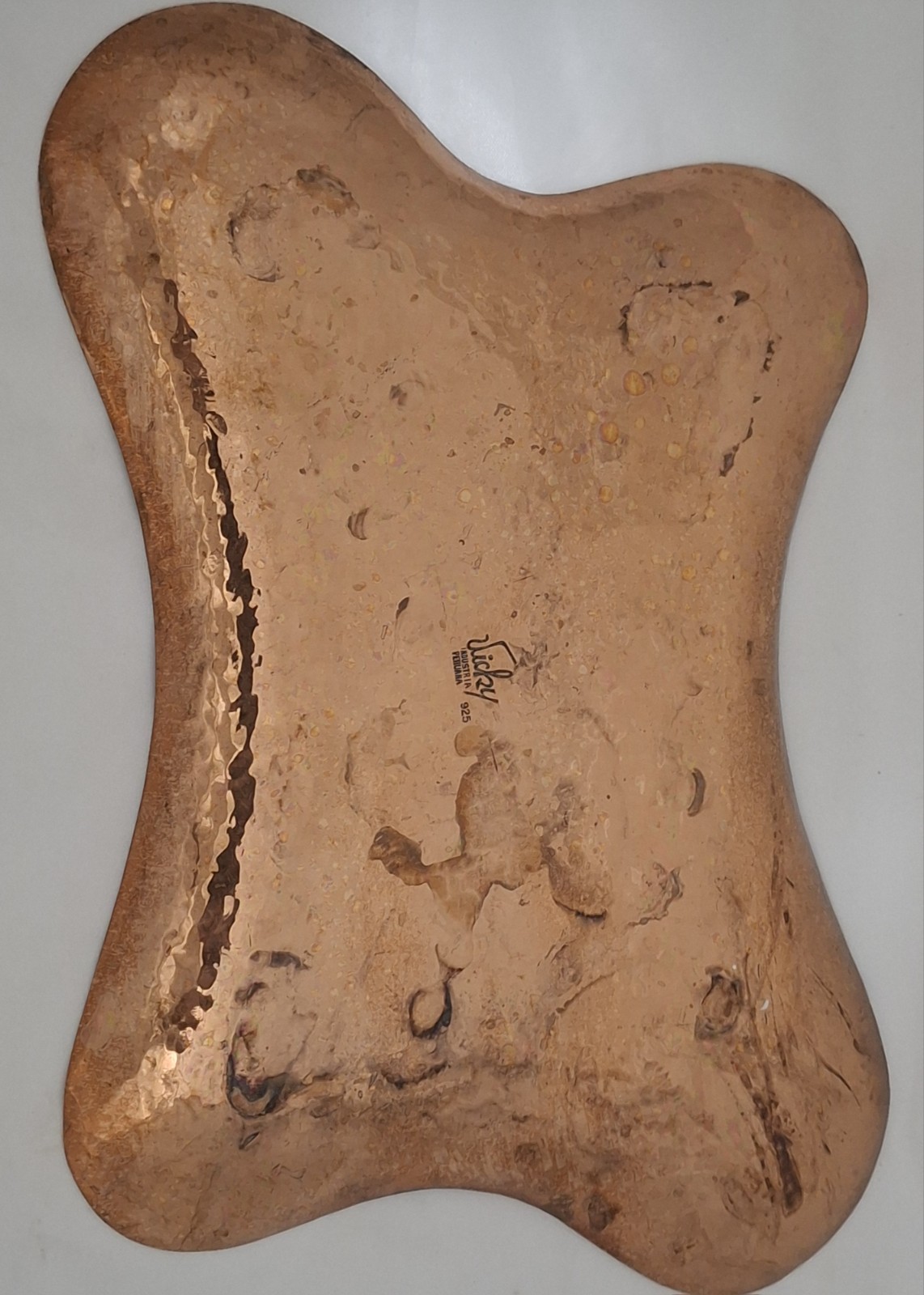 Peruvian Sterling Silver & Hammered Copper Biomorphic Tray