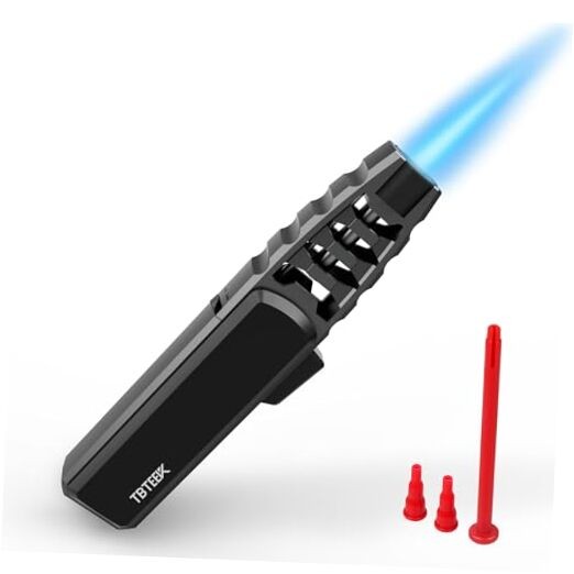 Butane Torch Lighter - Adjustable Jet Flame Lighter, Blow Torch, Black
