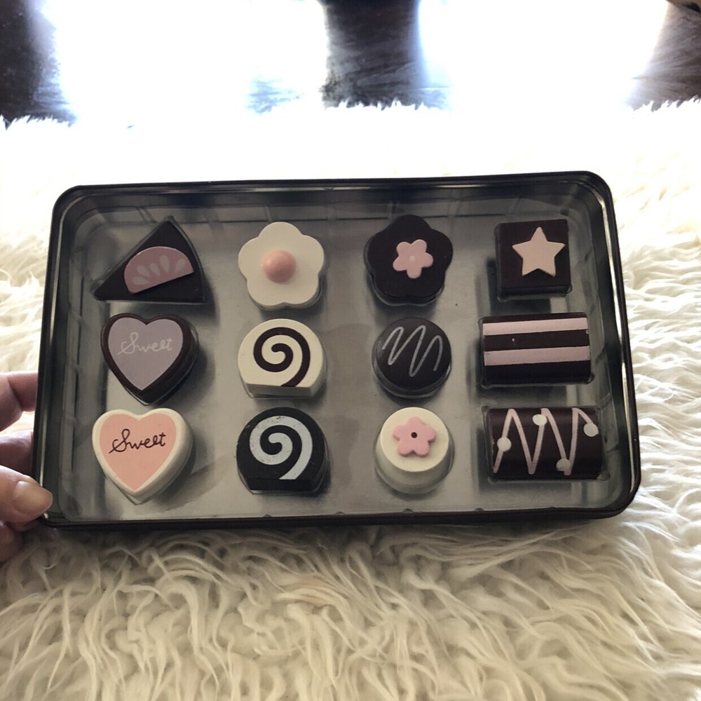 Wood Chocolate Candy Memory Shape Game 12 Pieces