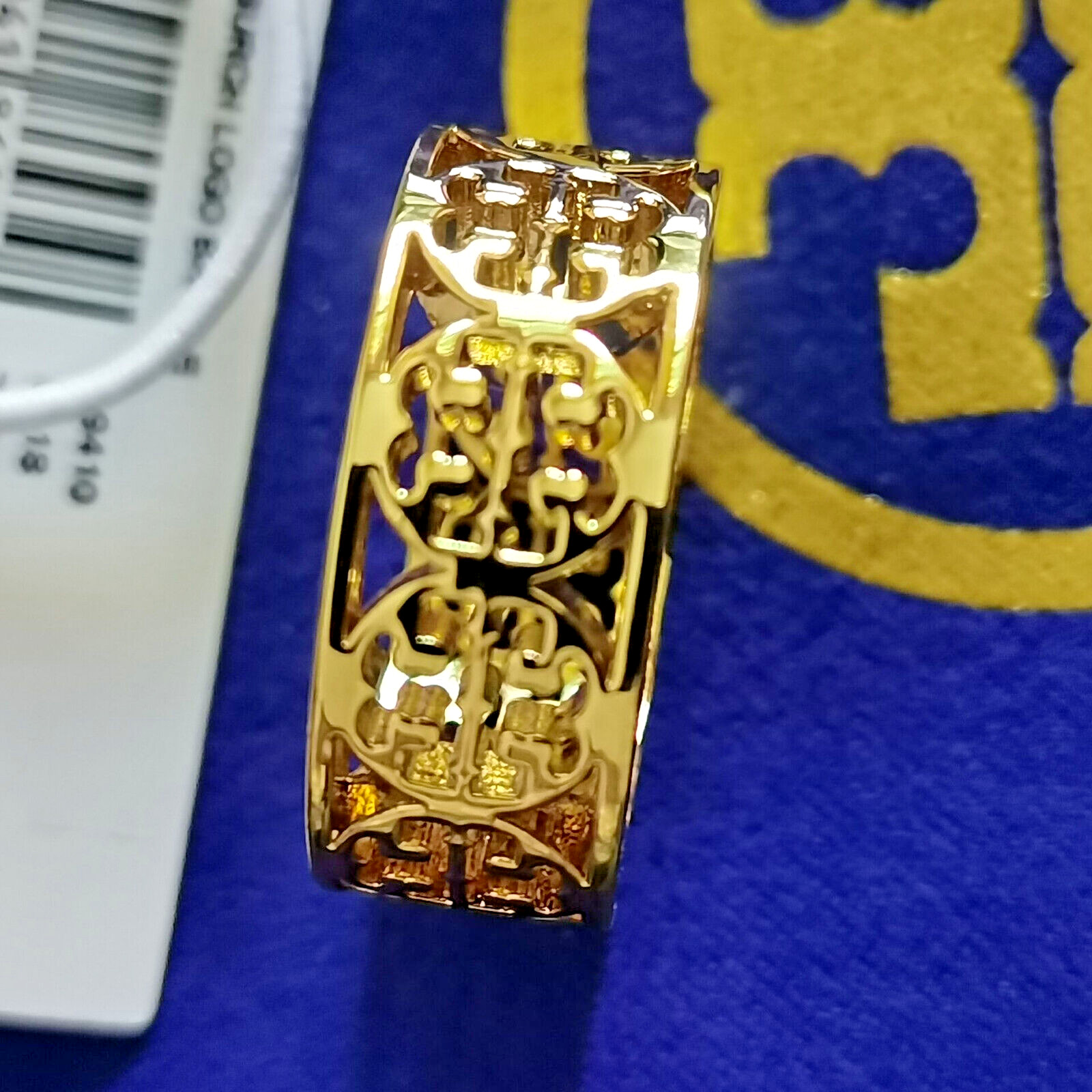 ❄️ HOT Tory Burch Frozen Logo Ring Gold Size 7 Bestseller NEW