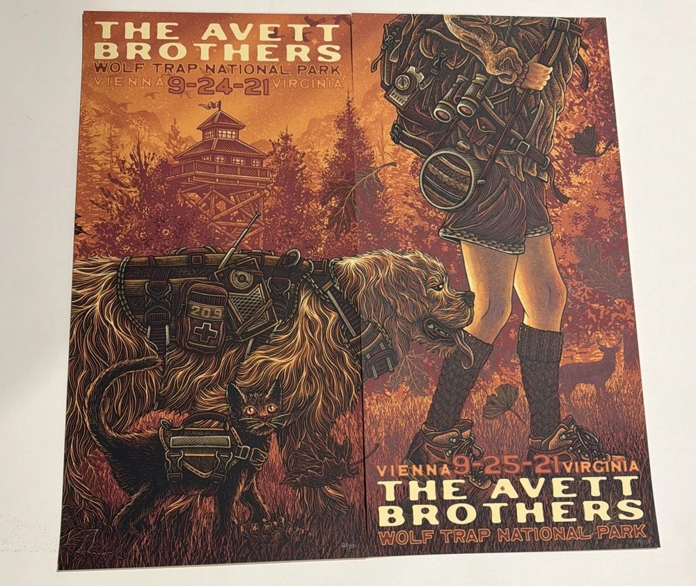Avett Brothers Wolf Trap Vienna Virginia 9/25/2021 Luke Martin Poster Set 9/24