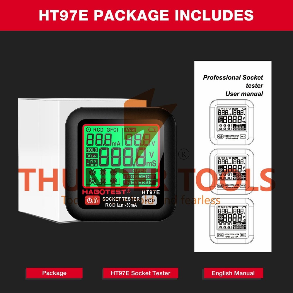 Thunder Tools HABOTEST HT97D Digital Socket Tester Voltage Test