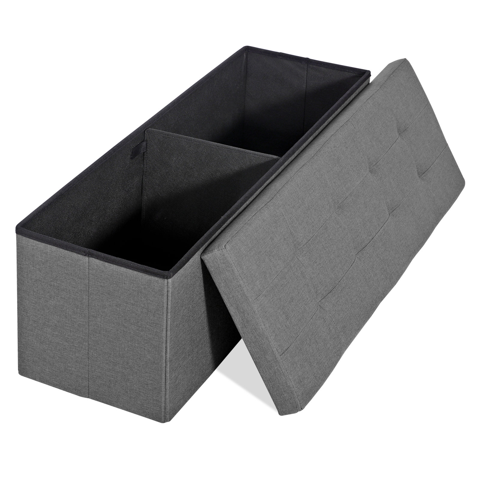 43" Storage Bench Folding Footrest Stool Toy Chest for Living Room Grey 18lbs