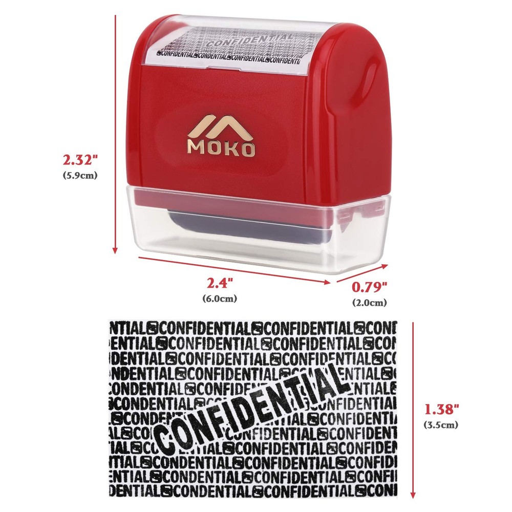 MoKo Identity Theft Protection Stamp Roller, Refillable Self 1 Pack, Red