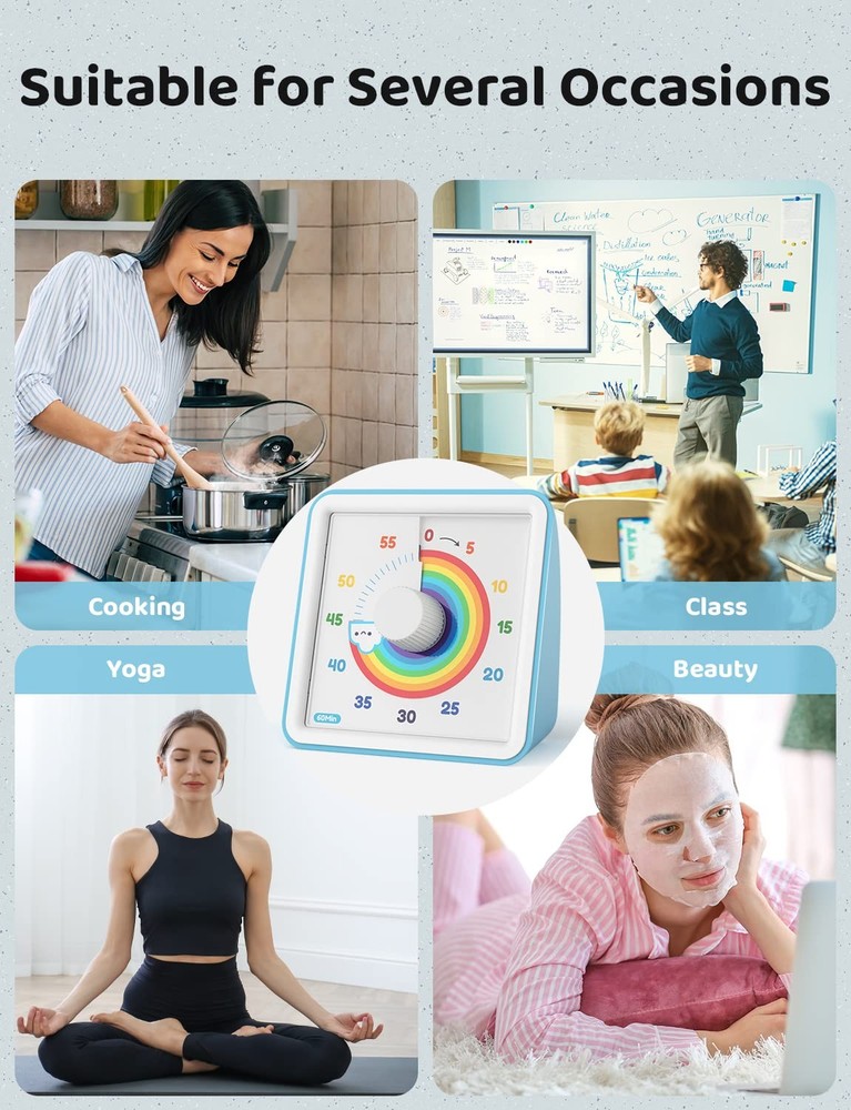 60 Minute Visual Timer for Kids, Visual Countdown Timer for Classroom Office ...