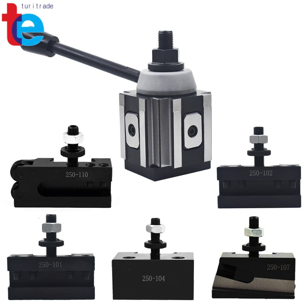 6Pcs AXA 250-100 Size Piston Type Quick Change Tool Post Set For Lathe 6- 12"