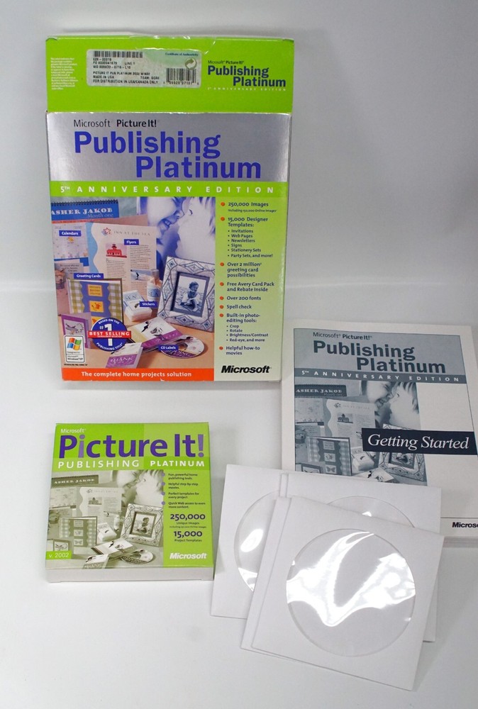 Microsoft Picture It! Publishing Platinum Edition Picture It PC CD Missing Discs