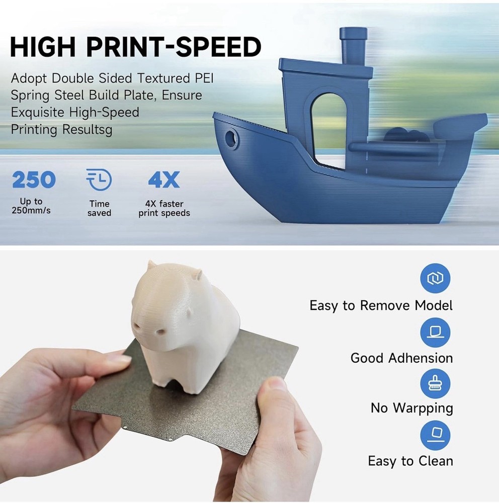 FDM 3D Printer Auto Leveling Large Volume with 4x250g PLA Filament Kit