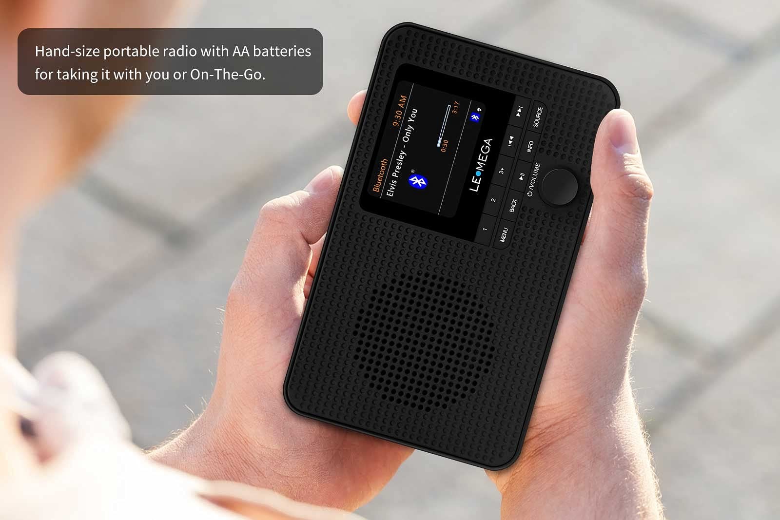 LEMEGA IR1 Portable WiFi Internet Radio,FM Digital Radio,Bluetooth Black