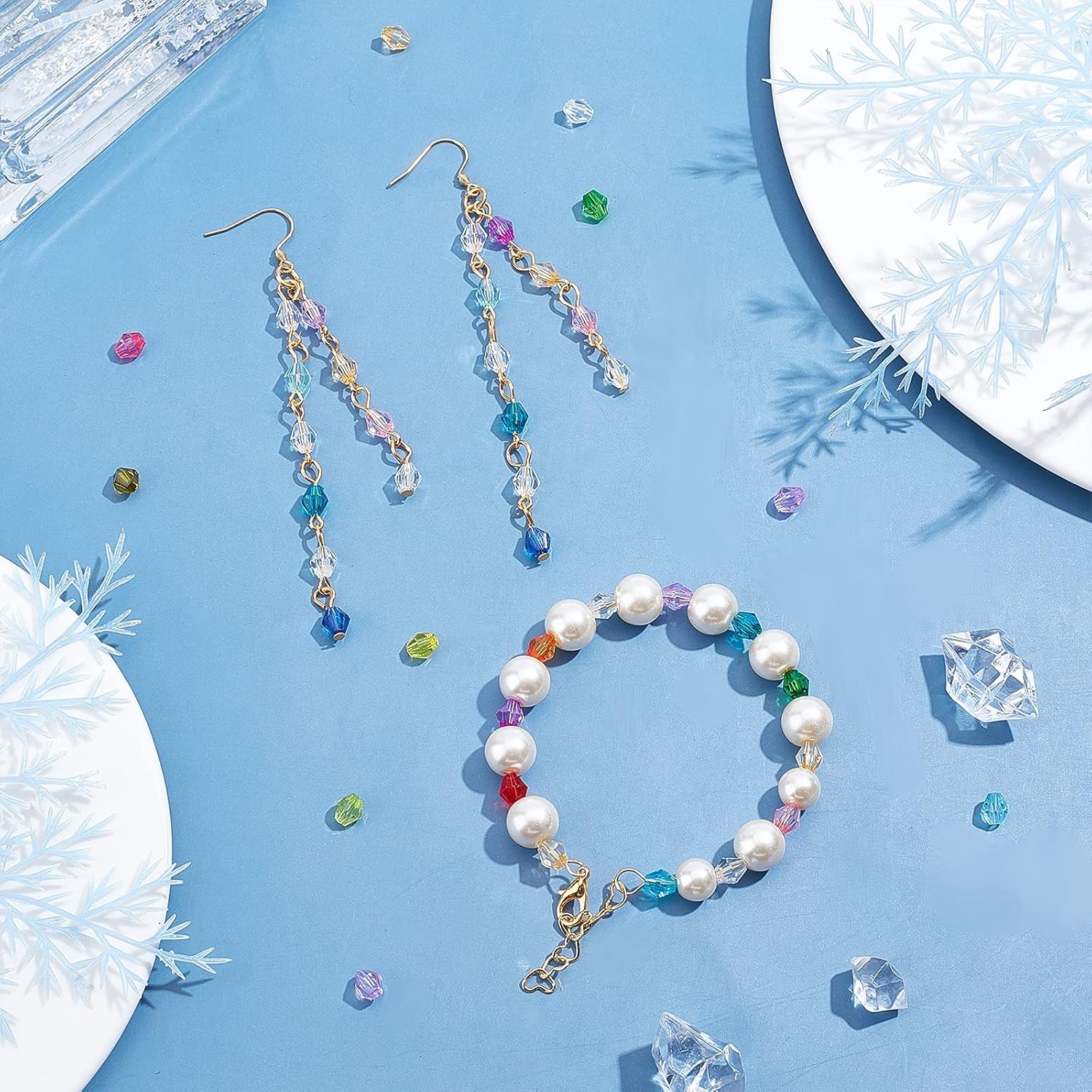 2160PCS Crystal Bicone Beads 24 Colors Faceted Beads for Jewelry Making