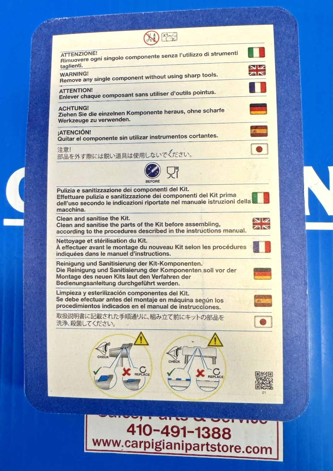 CARPIGIANI PART NUMBER:193-016536 KIT-2 SCRAPERS SELF ADJUST