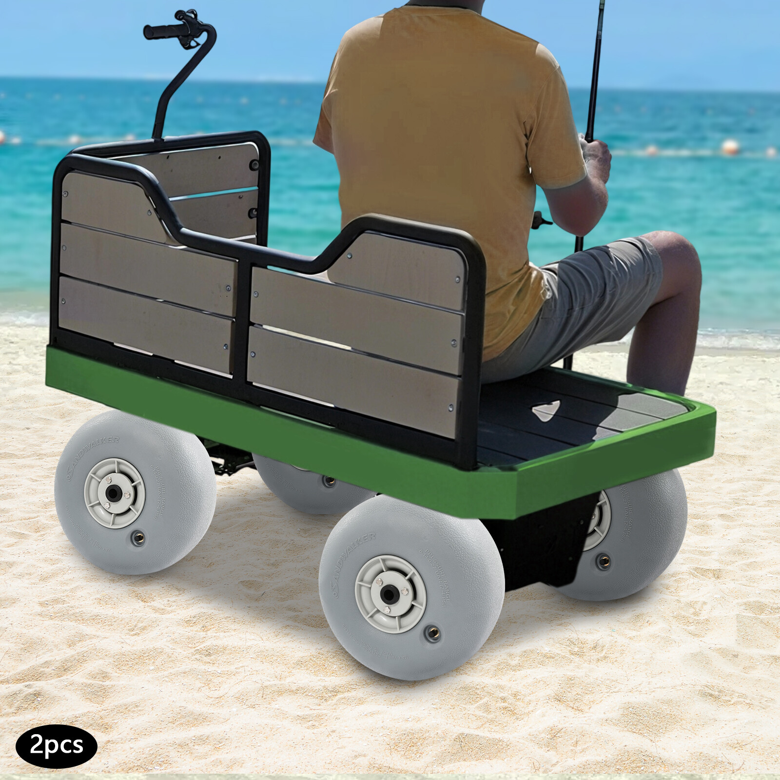 2Pcs Balloon Beach Sand Tire Beach Balloon Wheel Beach Cart Tires 55kg/121lbs