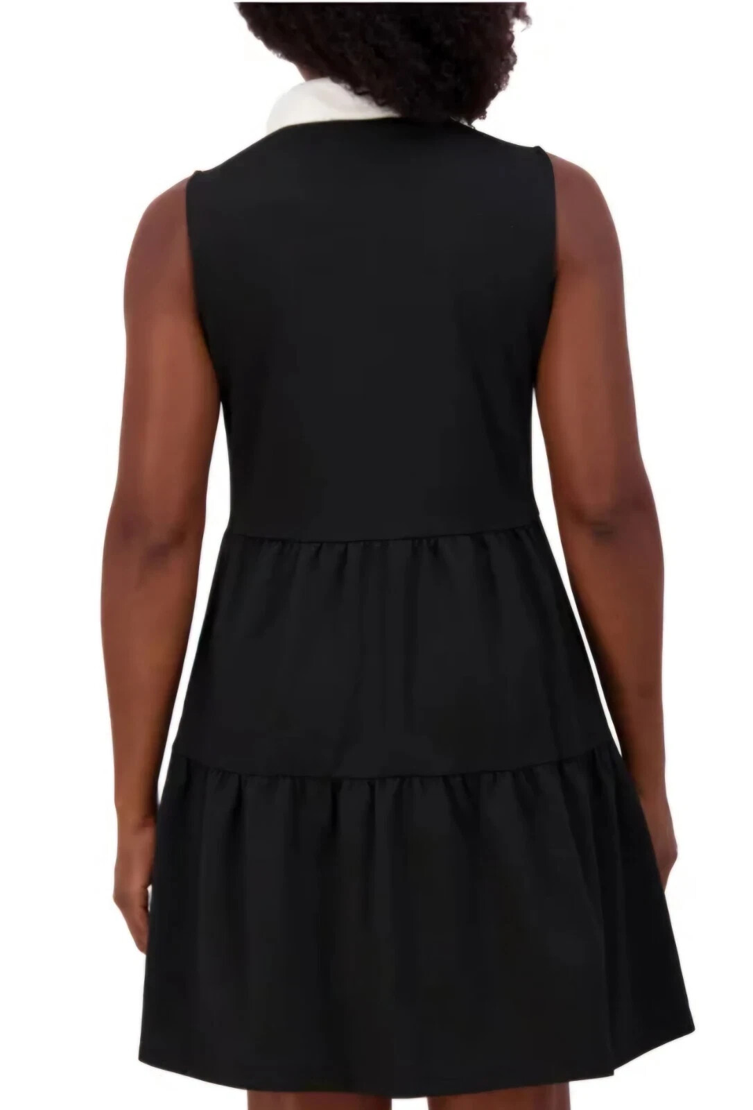 Nautica Jeans Women's Tiered Collar Sleeveless Mini Dress, Black, Size L