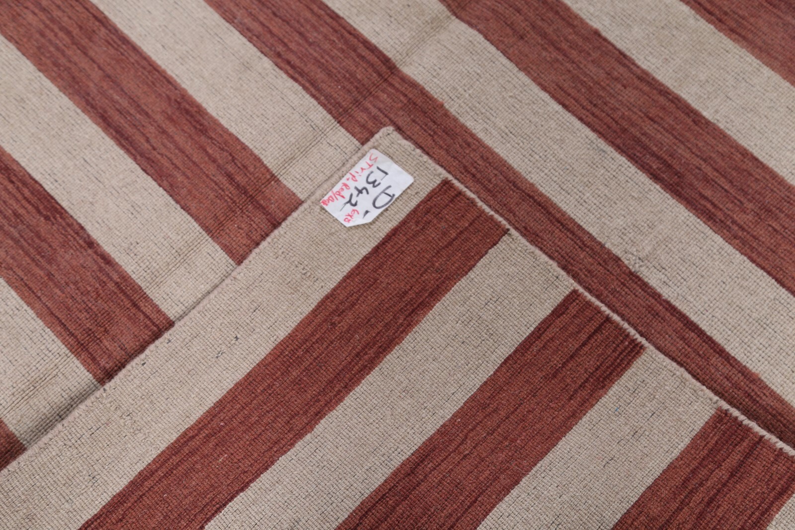 Reversible Striped Design Rust/Beige Gabbeh Oriental Rug Hand-Knotted 6x8 ft