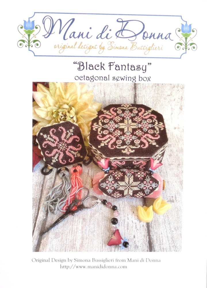 NEW RELEASE- "Black Fantasy" Octagonal Sewing Box Charts