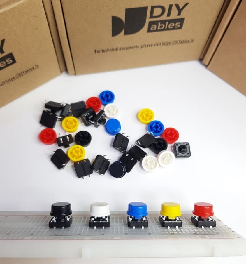 20 Pairs Push Button, Cap, Arduino, ESP32, ESP8266, Raspberry Pi, Tactile