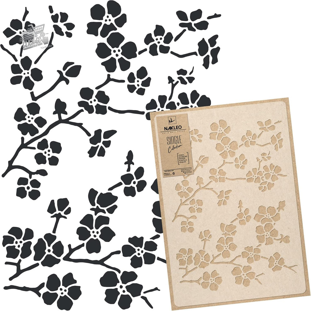 Flower stencil for painting 43x64cm, cherry tree Sakura wall model