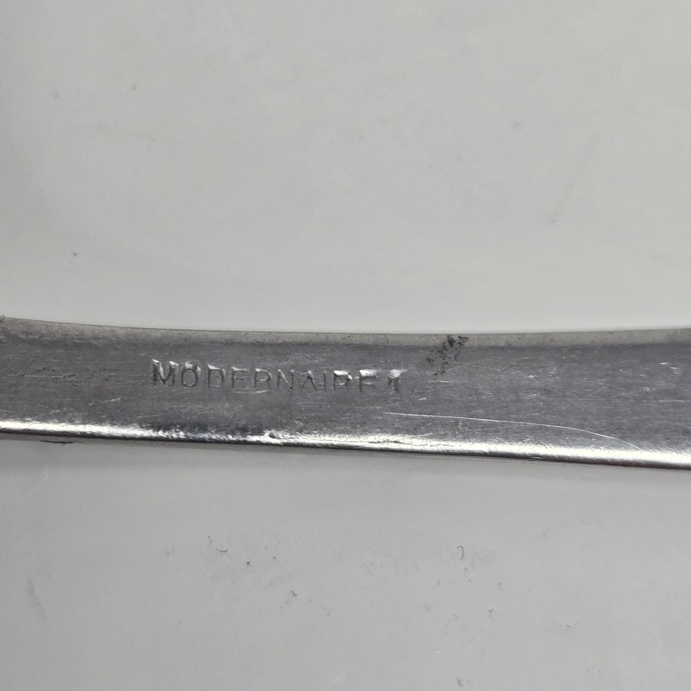 (2) Vintage WW2 Mess Hall Spoon Stainless USA-MD Military Modernaire 8 1/4 In