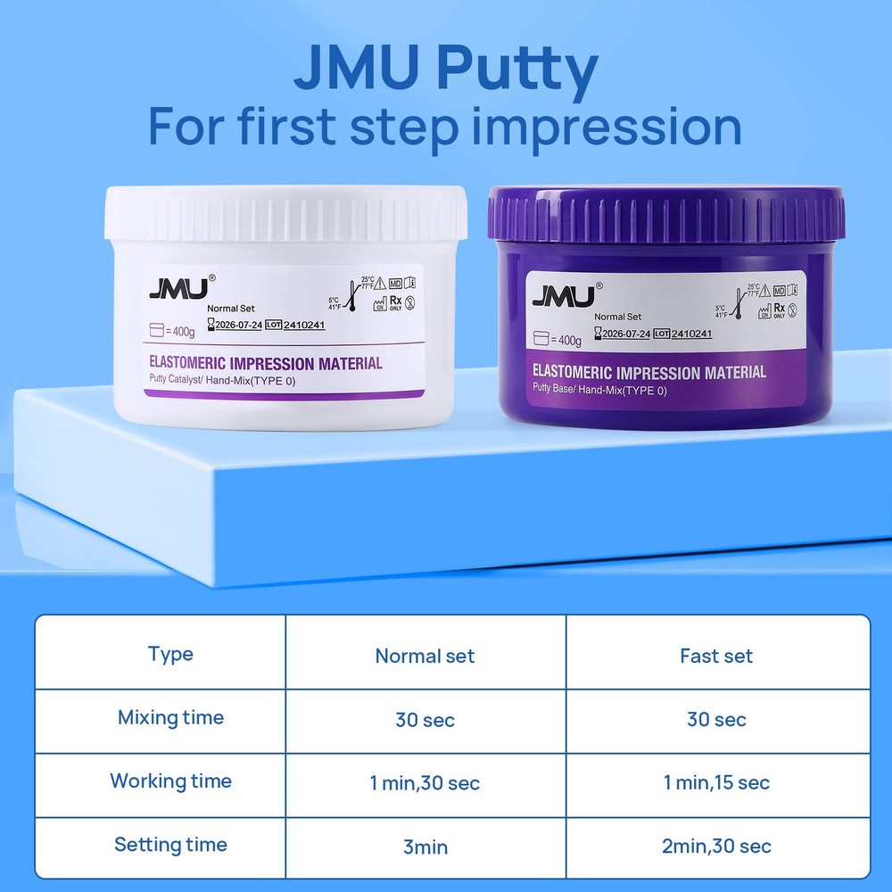 JMU Dental Putty Impression Materials Normal Set 400g Base+400g Catalyst