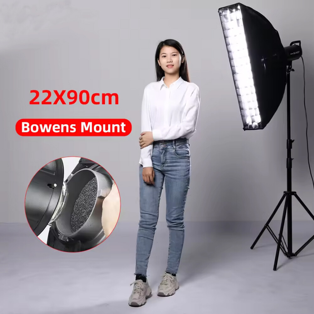 US 2*Godox 22x90cm Softbox Strip Honeycomb Bowens Mount Soft Box fr Studio Flash