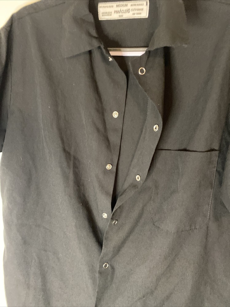 PINNACLE HD SOLID BLACK MEDIUM 8 BUTTON COTTON BLEND CHEFS COOK UNIFORM COAT