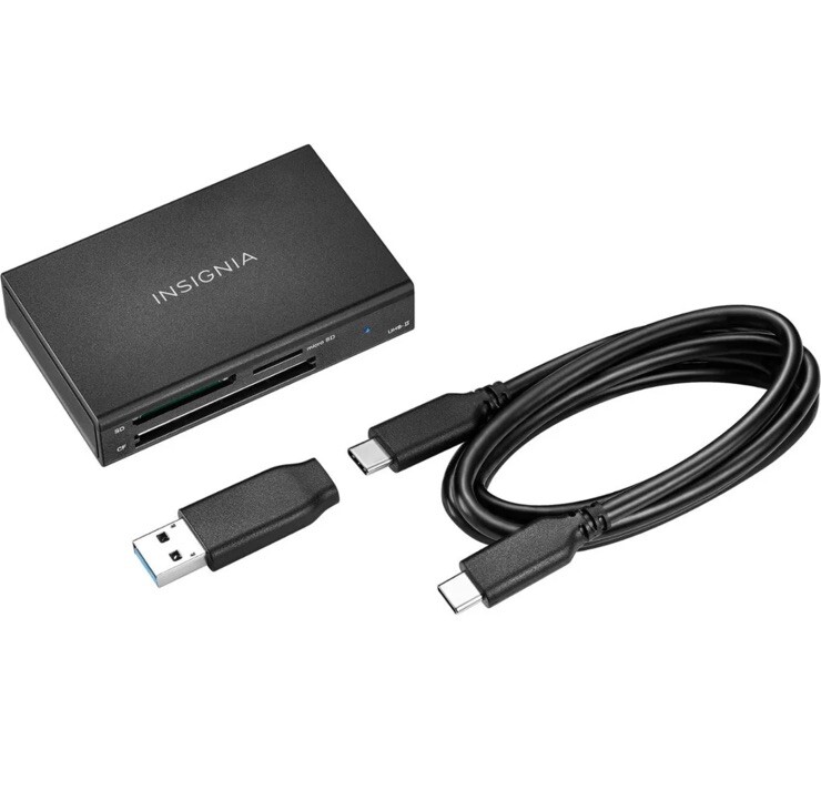 Insignia- USB-C to SD, microSD and CompactFlash Memory Card Reader - Black
