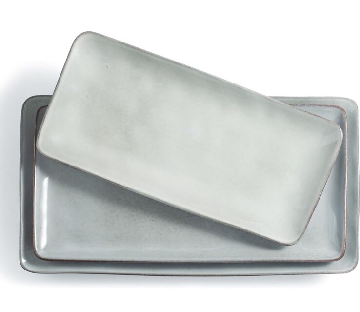 Famiware Ocean Series Rectangular Gray Stoneware 3 Piece Serving Platters Set