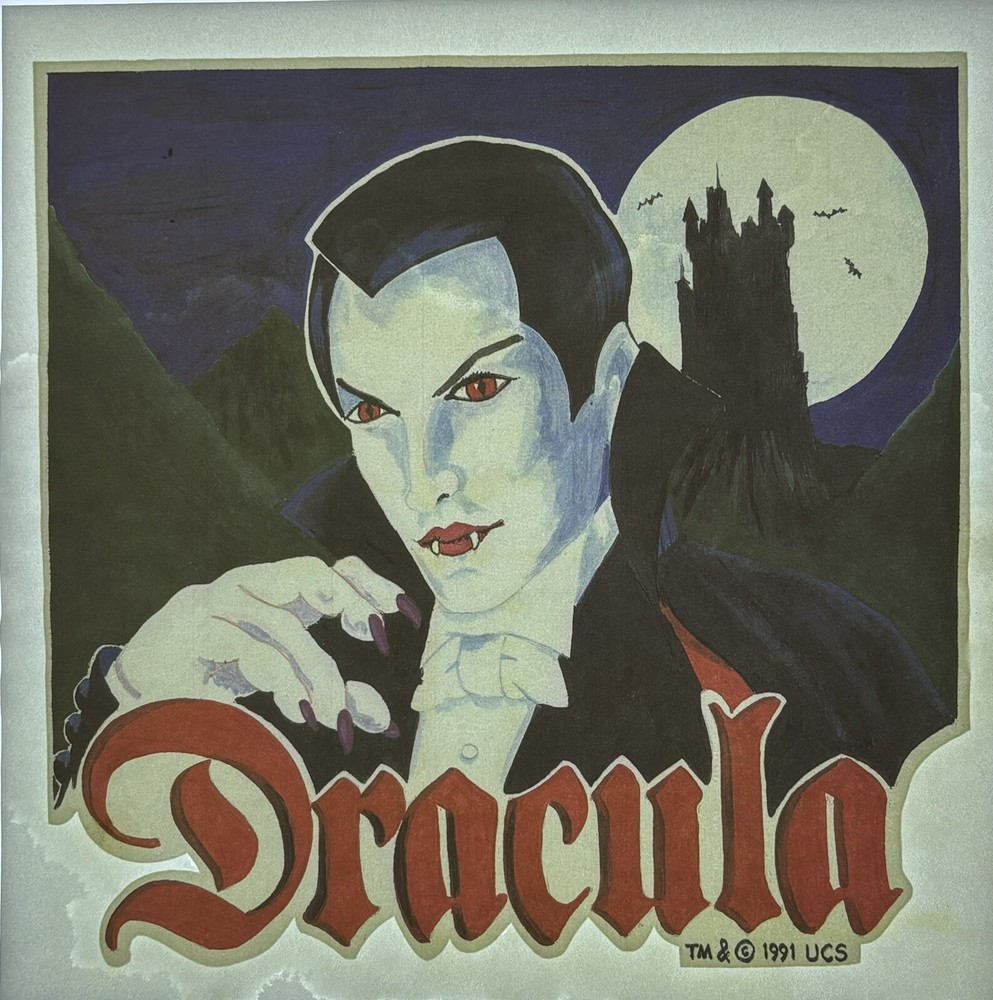 Original Vintage Dracula Vampire Monster Iron On Transfer