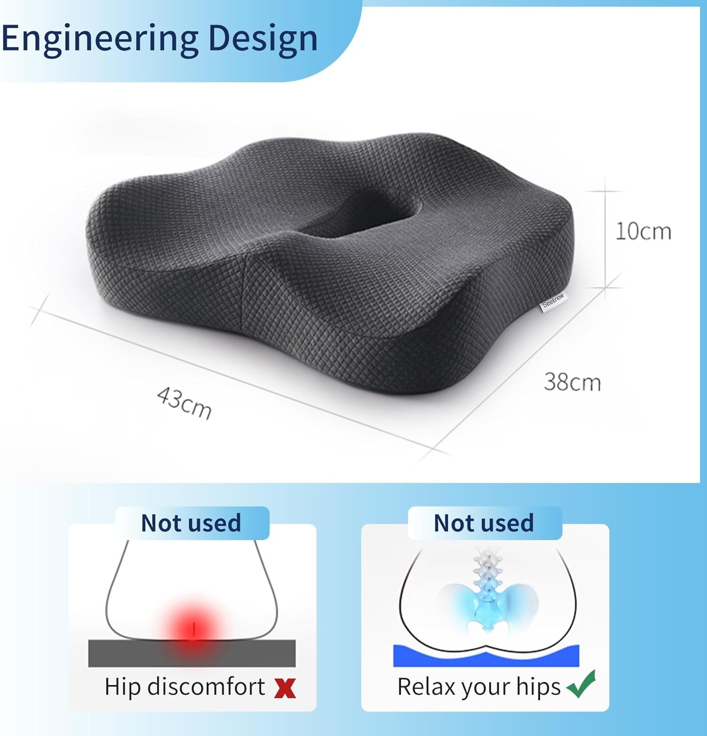 Cushion Lab Patented Pressure Relief Seat Cushion for Long Sitting Hours