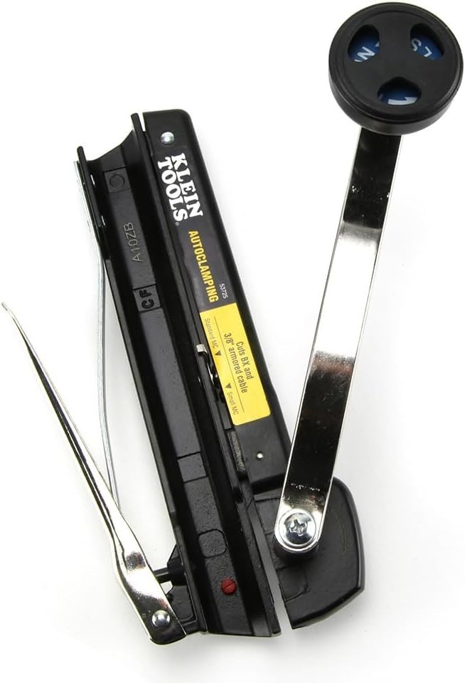 Professional BX Armored Cable Cutter with Blade Storage - Hand Powered Black