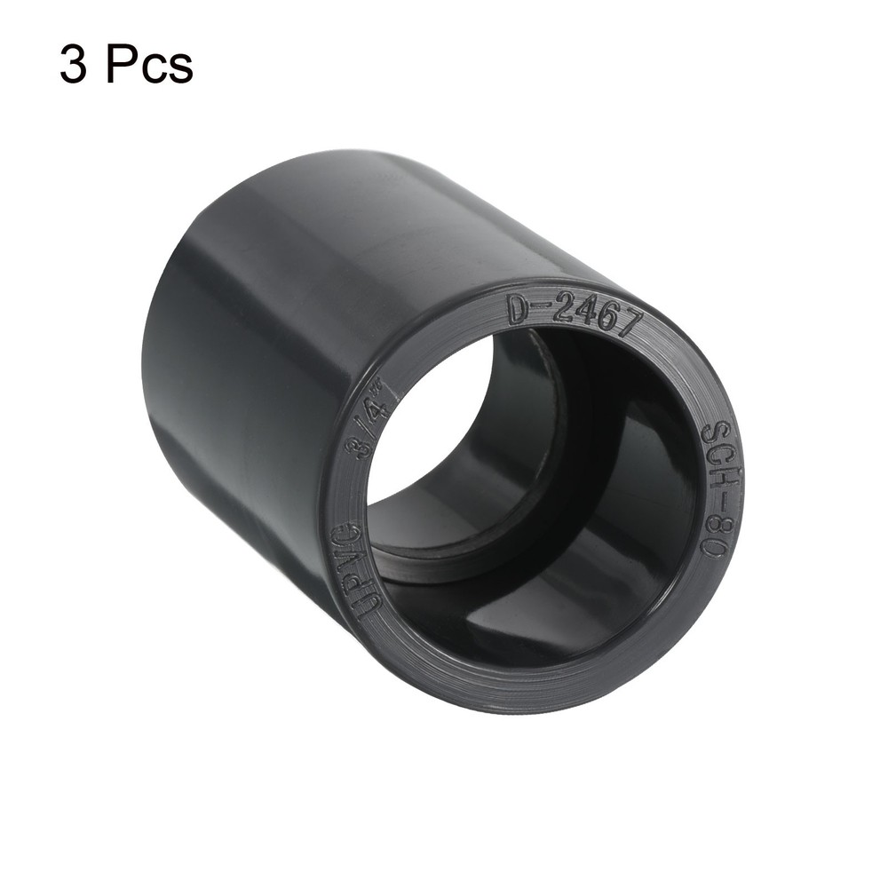 UPVC Pipe Fitting 3/4" Program Socket 80.3pcs Straight Joint Adapter, Grey