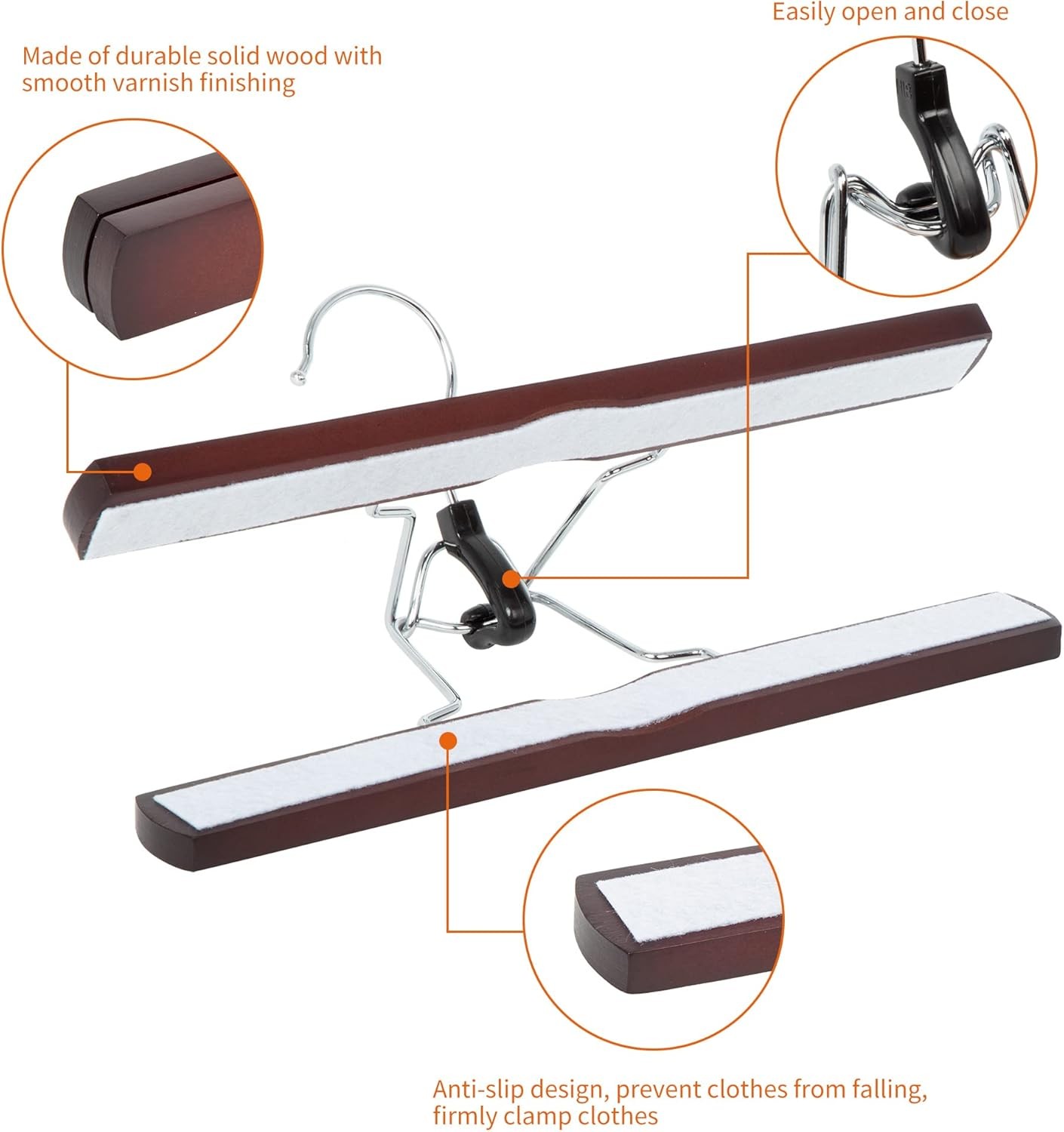 Wooden Pants Hangers Cherry 10 Pack...